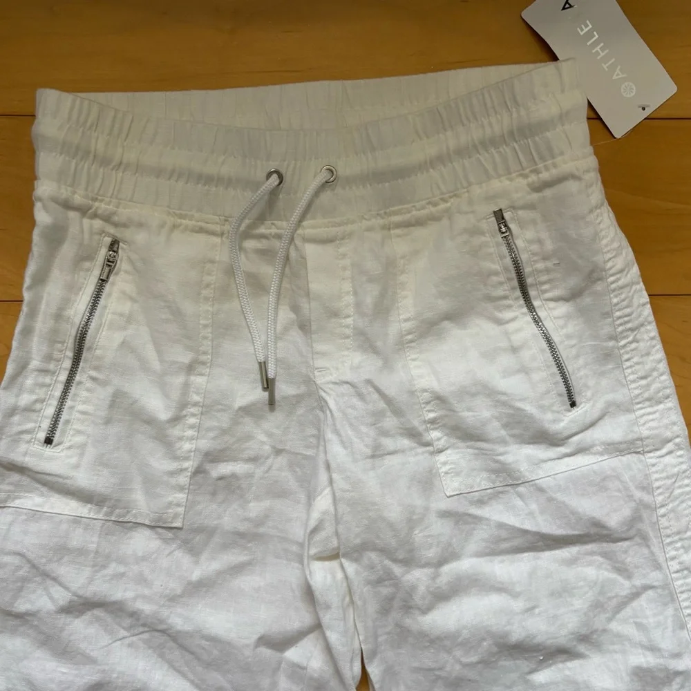 Athleta Cabo Linen Wide Leg Pants Womens Size 4P Petite New with tag White - Picture 4 of 7